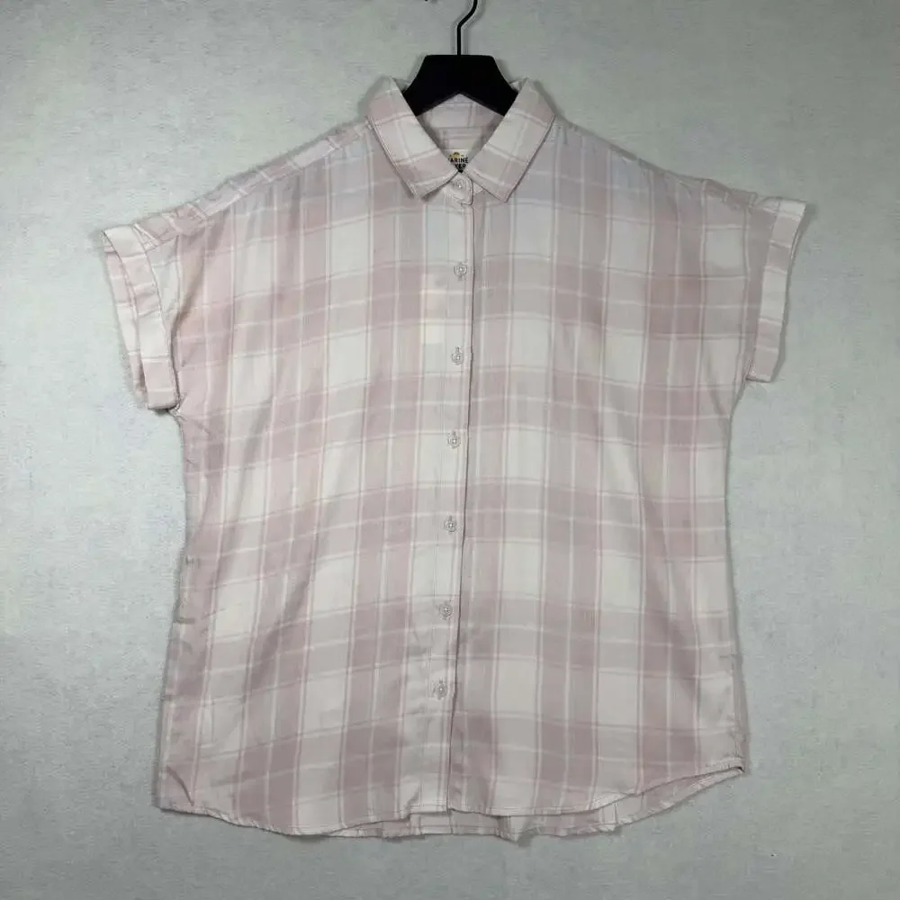Marine Layer Shirt Womens Medium Paige Button Down Ash Rose Plaid NWT Summer